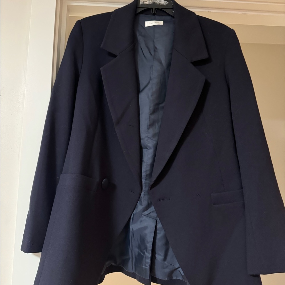 Anine bing single breasted navy blazer
